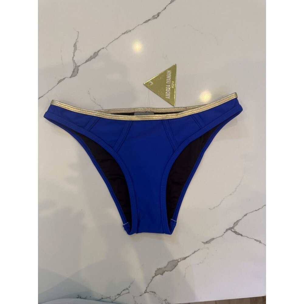NWT‎ Andrea Iyamah Deshi Bikini Bottom Blue & Gold Swimwear Size M - Picture 4 of 9